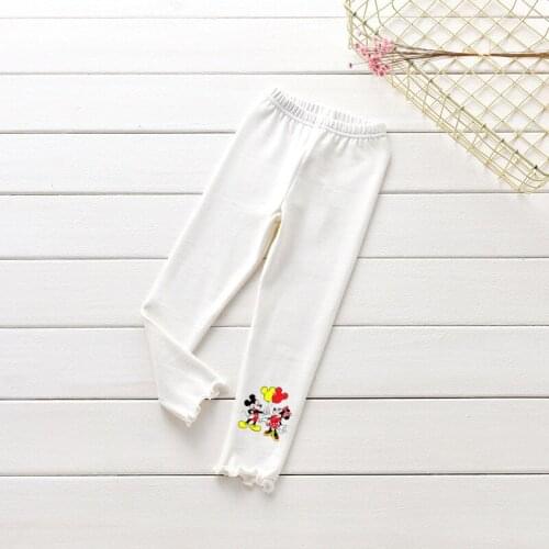 Disney Mickey Minnie Cartoon Trousers Soft Cotton Spring Autumn Girls Length Pants Baby Kids Clothing Children Leggings