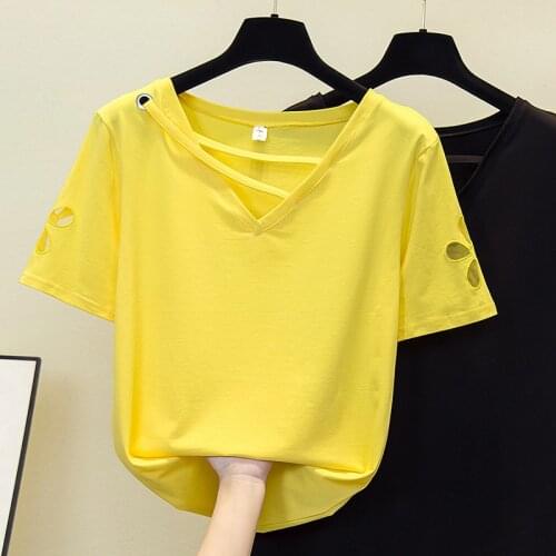 Summer crop T-shirt Casual Loose baisic short t-shirt short sleeve loose casual candy color cotton T-shirt Female Tops 2021