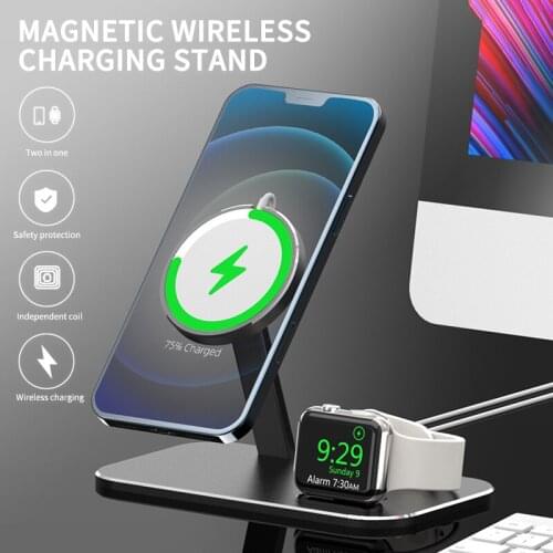 2 In 1 Magnetic Wireless Charging Stand For IPhone 12mini 12 Pro Max For Iphone IWatch Smart Watch Fast Charging Stand