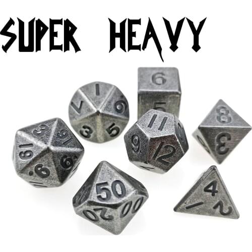 Rollooo Super Heavy Metal Dice with Large Font Antique Color d4 d6 d8 d10 d% d12 d20