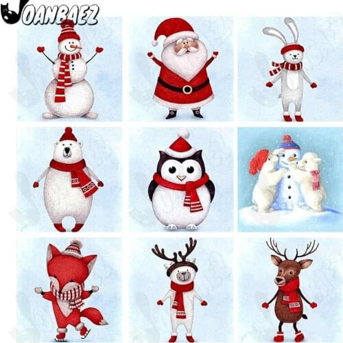 Cartoon Snowman Penguin Diamond Painting 5Ddiy Red Scarf Fox Wall Art Mosaic Diamond Embroidery Room Decoration Gift