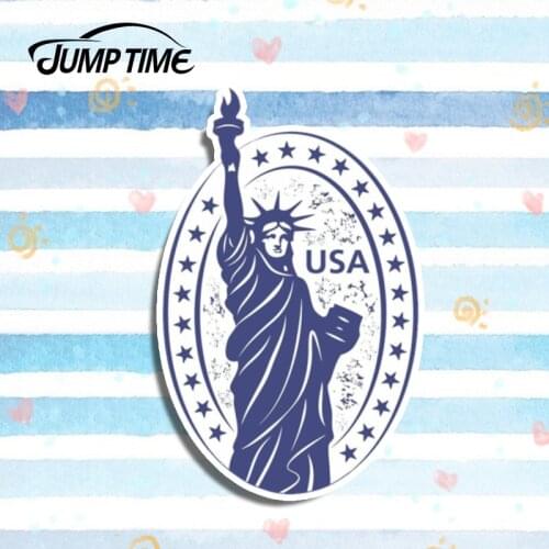Jump Time 13cm x 7cm Statue of Liberty USA America Funny Car Stickers Car Styling Vinyl Decal Laptop Waterproof Car Accessories
