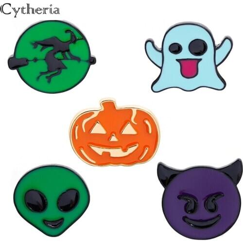 New fashion Halloween cartoon brooch fun pumpkin bat ghost mixed hat brooch pin denim bag brooch Halloween holiday gift