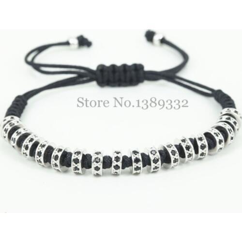 New Anil Arjandas Men Bracelets Micro Pave Black CZ Stoppers Beads Briading Macrame Bracelet For Men Jewelry,Gift