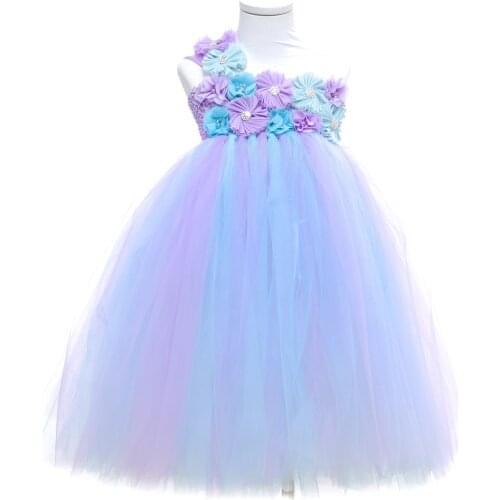 Flower Girl Tutu Dress Wedding Tulle Dress lavender Mint Girls Wedding Dresses Robe Demoiselle Rose Kids Girls Clothes Dress
