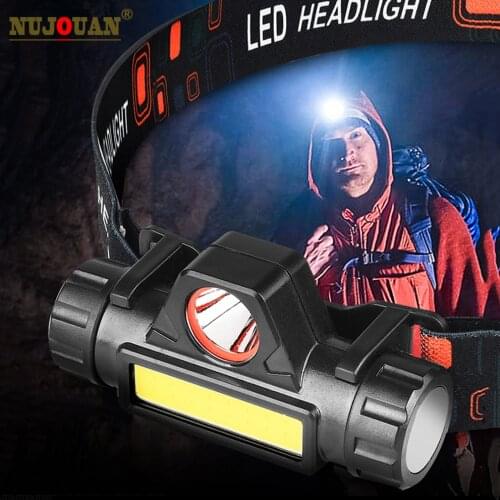 Portable Mini Powerful LED Headlamp XPE+COB USB Rechargeable Headlight Built-in Battery Waterproof Head Torch Head Lamp 18650