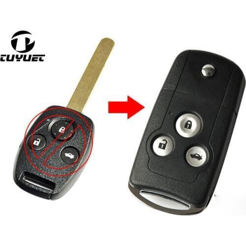 BLANK MODIFIED FLIP FOLDING REMOTE KEY SHELL 3 BUTTON FOR HONDA ACCORD CRV CIVIC ODYSSEY