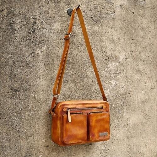 Messenger Bag Mens Cow Leather Bag Crossbody Briefcase Business Bag Casual Shoulder Bag Vintage Brown Handbag Travel Bag