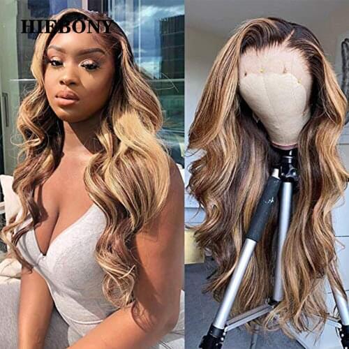 Highlight 1B27 Lace Front Human Hair Wigs with Baby Hair Brazilian Loose Wave 13x6 Highlight Wavy Lace Front Wigs Bleached Knots