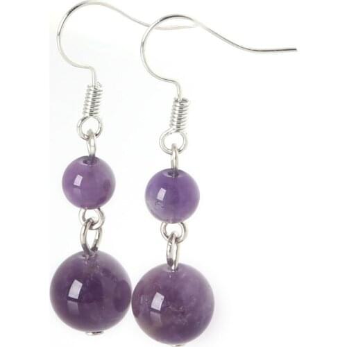 High Quality 1Pair/bag 6mm+10mm Earrings for Women Natural Beads Stone Dangle Long Lady Earrings Jewelry Gifts