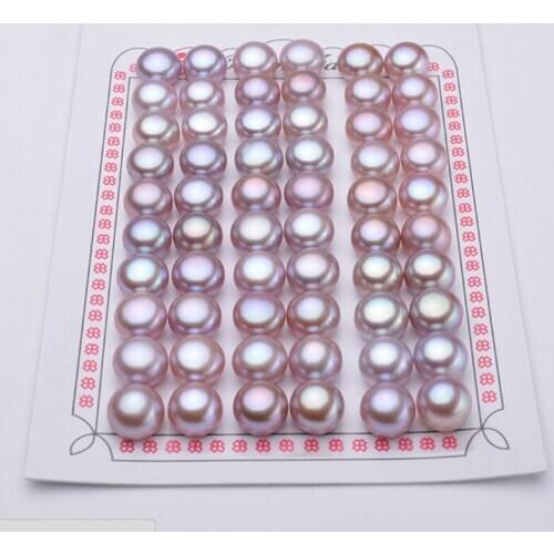 3A Natural Button shape Pearls Half Hole Flat Back Freshwater Loose Pearls 3mm-12mm White Pearl Pink purple button shape Pearl