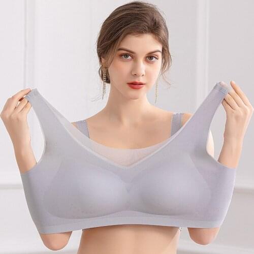 Plus Size Bra Seamless Bras For Women Ultra Thin Underwear Women Push Up Bra Big Size Lce Silk Breathable Female Bra wfws20 1pcs