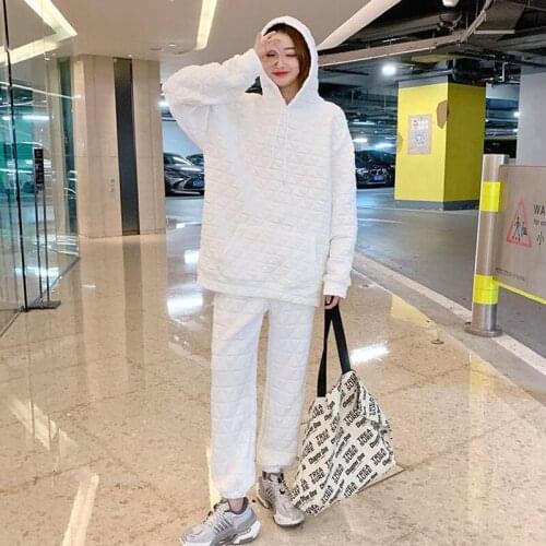 Woman Casual Solid Color Long Sleeved Trousers Sweatshirt Sports Suit 2021 Autumn Winter Street Casual Temperament Sets