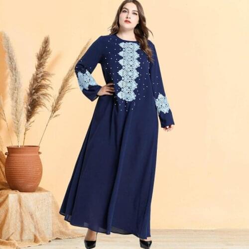Abayas For Women Dubai Plus Size Clothing Fashionable And Comfortable Dress Beaded Embroidered Trumpet Sleeves Casual Dress