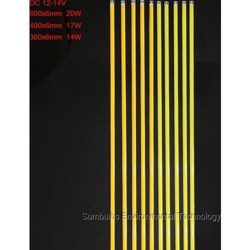 10pcs/lot Sumbulbs 300x6mm 400x6mm 600x6mm Long COB Strip LED Light Bar 20W 17W 14W DC12-14V Flexible 60cm 40cm 30cm COB Lamp