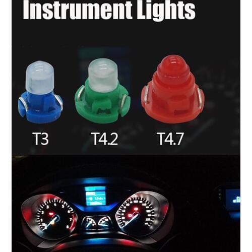 10pcs T4.7 T4.2 T3 COB Car LED light Gauge Speedo Dashboard Dash Side Light Bulb Instrument Lights White Blue red green yellow