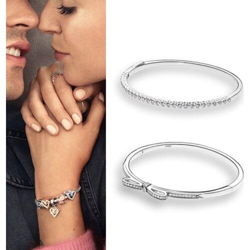 100% 925 брелок Silver Pan Bracelet Creative Simple With Crystal Pan Bracelet Fit European Charm Bracelets Women Jewelry