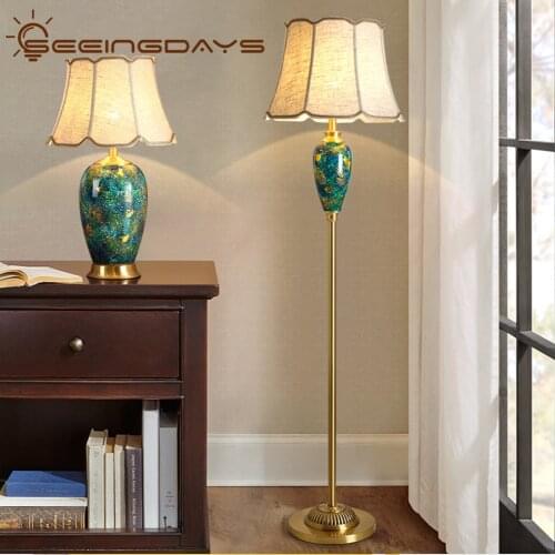 2020 New Style American Green Ceramic Floor Lamp for Living Room Sofa Lamp Standing Lamps for Living Room Stand Light 110V 220V