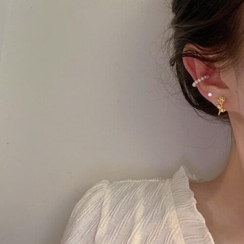 3pcs/set Zircon Rose Flower Stud Earrings Set For Women Cute Small Pearl Clip Earrings Ear Cuff 2021 New Fashion Jewelry