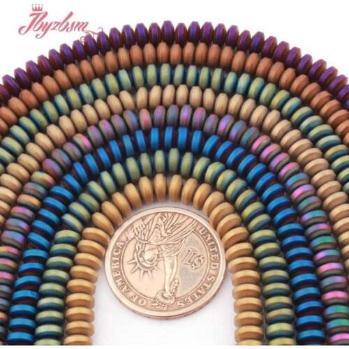 3x6mm Frost Rondelle Disc Beads Hematite (No Magnetic )Stone Spacer Beads for DIY Women Men Necklace Bracelet Jewelry Making 15"