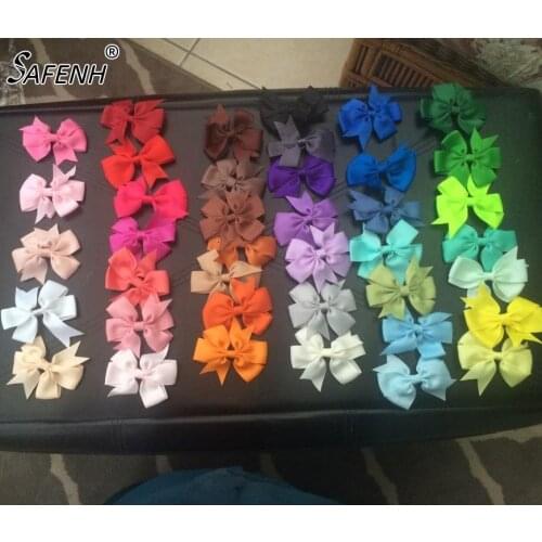 40pcs/lot Grosgrain Ribbon Hair Bows With Clips Girl Hair Ties Rope Kids Hair Clips Hairpins Christmas Hair Accessories 40 Color