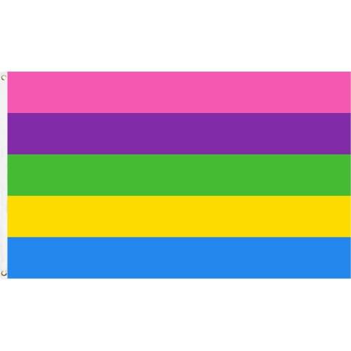 60x90cm/90x150cm Multisexuality LGBT LGBTQIA Pride Flag 2x3ft/3x5ft Rainbow Gay Banner