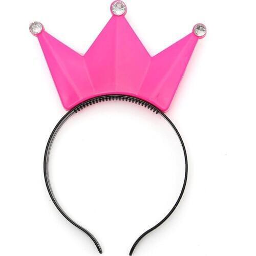 ABWE Best Sale 1pcs LED Flashing Diadem Crown hair band Christmas Birthday Party Prince Princess King Decoration pink