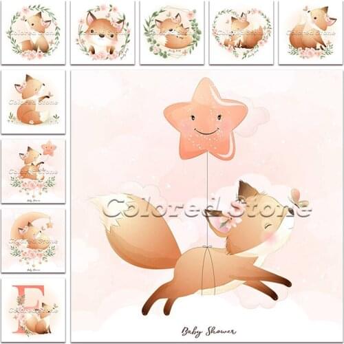 New Diamond painting Cartoon Animals Flower fox moon dogs 5D DIY Full Square Drill embroidery Cross stitch 3D mosaic Drawing 213