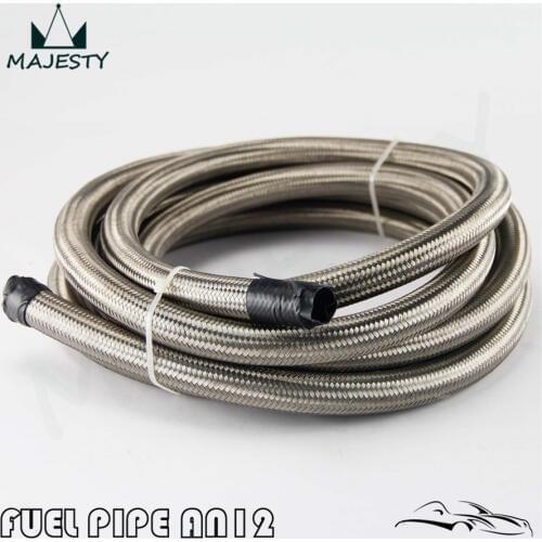 AN12 Stainless Steel Braided 12AN Oil/Fuel/Gas Line/Hose 5M/16Feet 5Meter silver