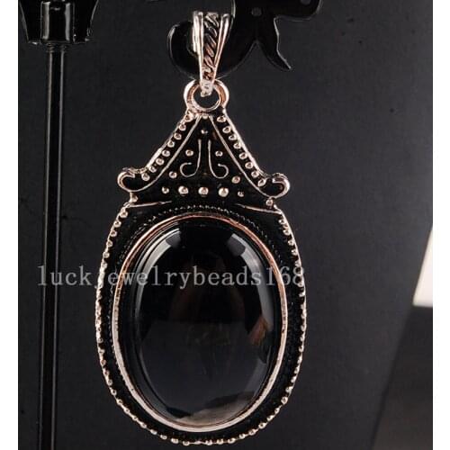 Free Shipping Fashion Jewelry 30x55x10mm Beautiful Black Carnelian Oval Pendant Bead C3833