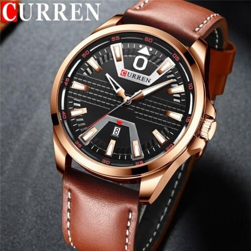 CURREN Men Watch Top Brand Luxury Military Sport Fashion Waterproof Male Clock Genuine Leather Quartz Man Wristwatch Gift 8379
