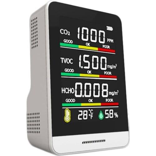 CO2 Detector TVOC HCHO Temperature Humidity Detecting Tool Intelligent Home Life Desktop Indoor Air Quality Monitor M7DA