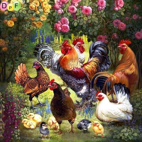 DPF DIY garden chicken diamond painting cross stitch full square needlework diamond embroidery mosaic home decor kits Animal