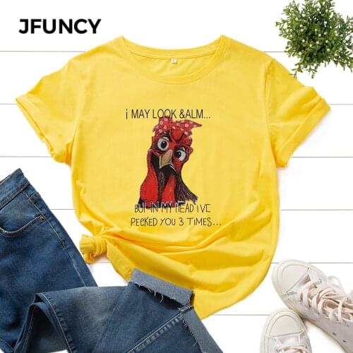 JFUNCY Women T-shirts Plus Size Summer Cotton Top Oversize Woman Tshirt Female Tee Shirts Short Sleeve Lady Casual Loose Clothes