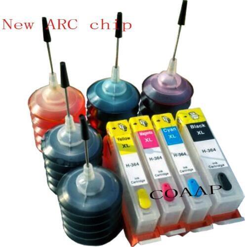 5PK Compatible hp364 refillable ink cartridge for HP 364XL for hp 3070A 3520 3522 4620 4622 Printer
