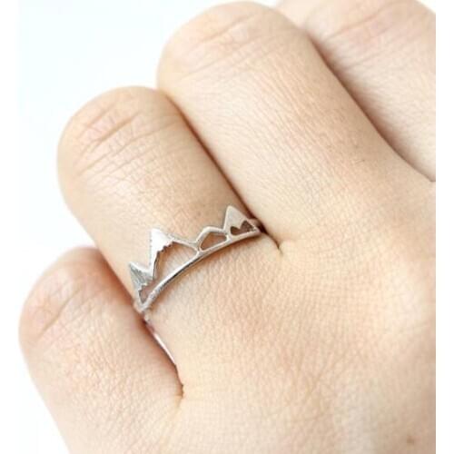 Trendy Snow Mountain Open Ring Cute Natural Scenery Adjustable Ring for Women Outdoor Accessories Birthday Gifts