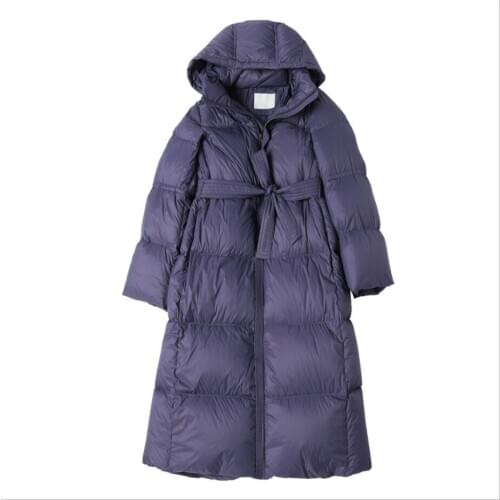 Female Fashion Duck Down Jacket Purple Black Color Down Overcoat Women Zipper Outwear Elegant Winter Warm Ladies Coats Clothing