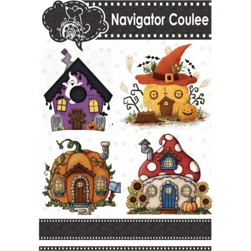 Halloween house metal cutting stencil greeting card cover doodle scrapbooking craft stamps and template paper card making 2021