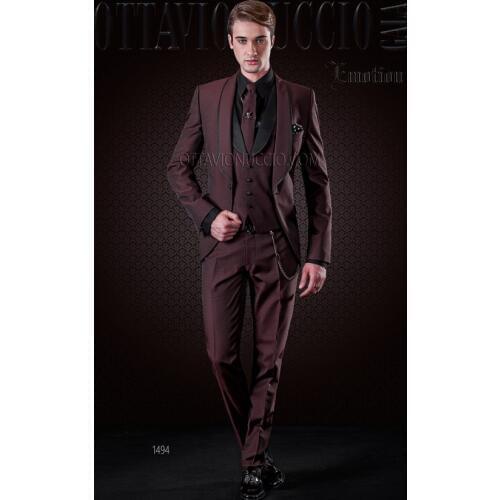 Latest Coat Pant Designs Italian Burgundy Groom Men Suit Slim Fit Skinny 3 Piece Tuxedo Custom Prom Suit Blazer Terno Masculino