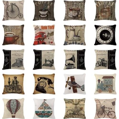 European Coffee Pilowcase Colorful Cushion cover Custom Linen Promotion Hot Air Balloon Pillow Home Decoration Pillow covers