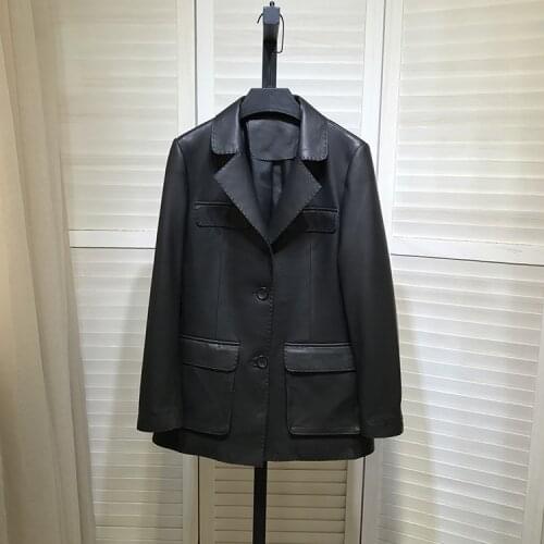 Autumn Womens High Quality Genuine Leather Casual Blazers jakcets A890