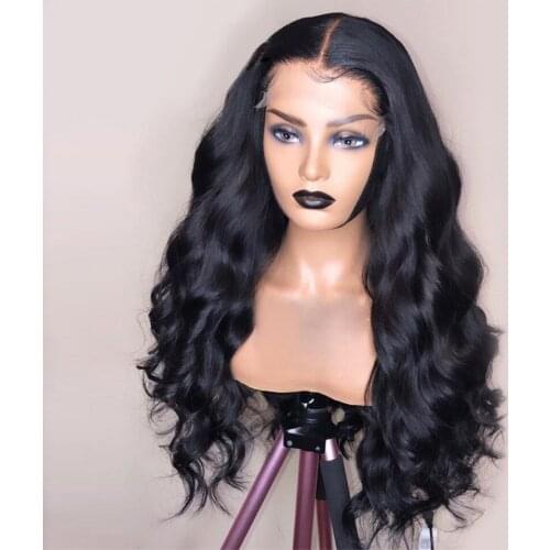 Lace Front Synthetic Hair Wigs Black Color Long Length 26inch Soft Natural Wave Trendy Lace Wig For Black Women