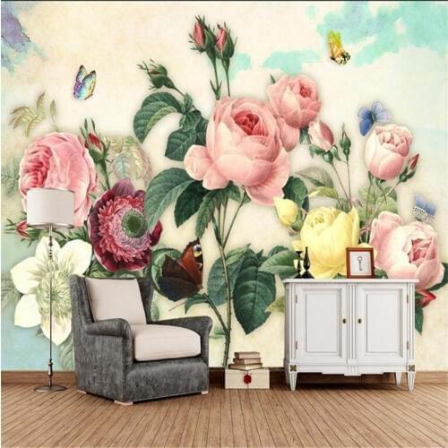Custom Photo Wallpapers With Flowers Elegant Roses 3d Wall Paper for Living Room Environment Friendly TV Background Bar Study