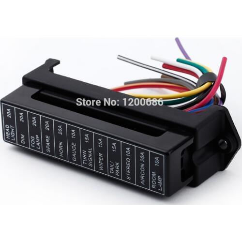 12 Way DC 12V Volt Fuse Box 24V 32V Circuit Car Trailer Auto Blade Fuse Box Block Holder ATC ATO 2-input 12-ouput Wire
