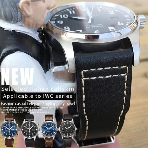 20mm 21mm Genuine Leather Watch Strap Watchbands For IWC chronograph Mark Pilot Spitfire Watch Accessories Portuguese Bracelete