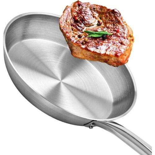 Non Stick Pan, High-Performance Skillet with Sleek Metallic Exterior, Stainless Steel Frying Pan Suitable For All Hob Types