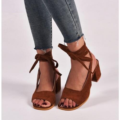 Modern Women Sandals Summer Square Toe Ankle Strip Ladies Chunky Heels Woman Shoes Female Womens Footwear 2021 Plus Size 35-43