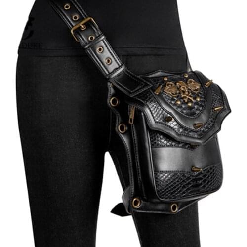 Steam Punk Gothic Cross Body Bag for Womens Handbag Shoulder Bag Fashion Rock Waist Pack Men Biker Small Leg Bags