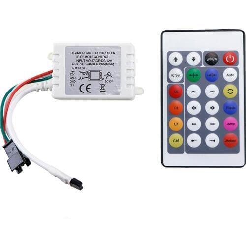 24 Key DC12V IR Remote Controller WS2811 2811 200 Change Max 1000 Pixels LED Controller for full LED Strip Light Lamp dc12V 1pcs