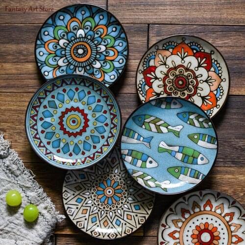 Islamic Mosaic Pattern Art Plate, Colorful Decorative Handmade High-end Home Living Room Background Crafts